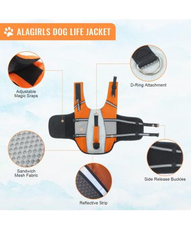 Alagirls Adjustable Dog Life Jacket - Reflective Rescue Handle XL (70-80cm) - Perfect for Pool & Beach Adventures - Buy Online on GoSupps.com