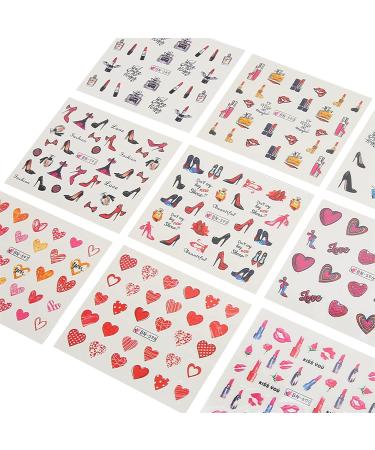 Nail Decal Nail Art Sticker Lipstick High Heels Pattern Self Adhesive for Home for Nail Salon for Natural Nail for Artificial Nail - Buy Online on GoSupps.com