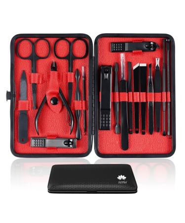 18pcs Stainless Steel Manicure Kit for Men & Women - Professional Manicure Pedicure Set - Portable Women Grooming Kit for Home or Travel - Cuticle Kit with Nail Clipper Set  Scissor  Tweezer  Ear-Pick