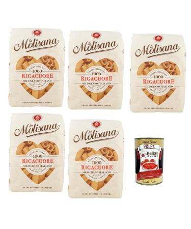 Italian Gourmet E.R. La Molisana Rigacuore N. 1000 Pasta Lenta Lavorazione P tes base de semoule de bl dur Dessin bronze 500 g + Italian Gourmet Pulpa 400 g