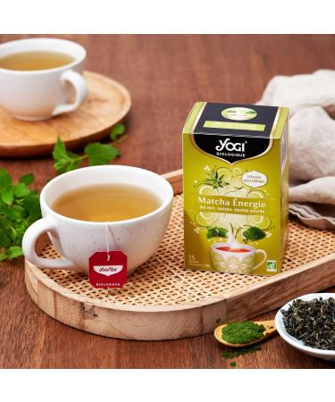 YOGI Organic Matcha Energy Green Tea 100 percent Organic Matcha and Peppermint 15 Heat Sealed Sachets and Stapless Free 21 - Buy Online on GoSupps.com