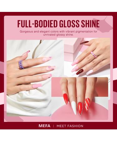 MEFA Red Gel Nail Polish Set 12 Colors Pink Brown Gel Polish Set Dark Red Gel Polish Soak Off UV Led Gray Glitter Nail Gel Manicure at Home DIY Salon for Women - Buy Online on GoSupps.com