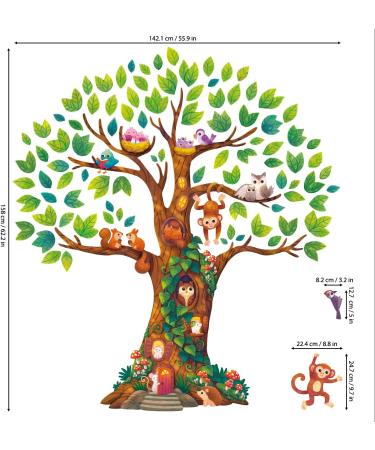 DECOWALL DL4-2303 Giant Woodland Tree Wall Stickers Animals Monkey Decals for Kids Bedroom Nursery - DIY Family Living Room Playroom Decor - Buy Online on GoSupps.com