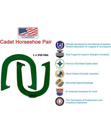 Light Weight Cadet Pitching Horseshoes - NHPA Sanctioned for Tournament Play - Drop Forged Steel - One Pair (2 Shoes) Green - Buy Online on GoSupps.com