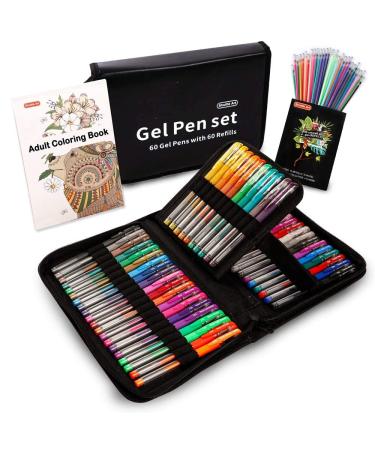 Shuttle Art Gel Pens 120 Pack Gel Pen Set 60 Colored Gel Pen with 60 Refills for Adults Coloring Books Drawing Doodling Crafts Scrapbooking Journaling 60 Colors with 60 Refills Portable Case - Buy Online on GoSupps.com