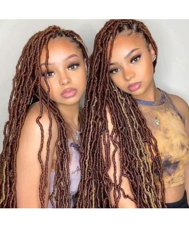 Xtrend 5Packs 36 Inch Nu Faux Locs Crochet Hair Dark Brown Natural Goddess Faux Locs Soft Locs Wavy Dreadlock Crochet Hair Extensions 14strands/pack for Black Women 30# 36 Inch (Pack of 5) 30#