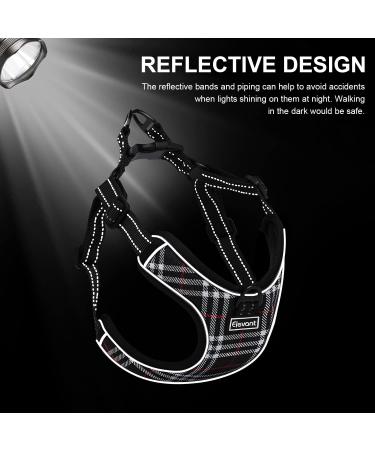Elevant Dog Harness Adjustable Step-in Reflective Breathable Harness Soft Padded Lightweight Vest Harness with Front Clip Escape Proof Easy Control for Outdoor Walking Training (M Black Plaid) M Black Plaid - Buy Online on GoSupps.com