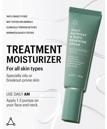 Allies of Skin Multi Nutrient & Dioic Renewing Face Cream | Balance and Hydrate Acne Prone Skin with Kombucha & Probiotics | Calm Redness Breakouts and Even Skin Tone | 1.7 fl oz - Buy Online on GoSupps.com