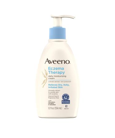 Aveeno Eczema Therapy Daily Moisturizing Cream for Sensitive Skin Soothing Lotion with Colloidal Oatmeal for Dry Itchy and Irritated Skin Steroid-Free and Fragrance-Free 12 fl. oz