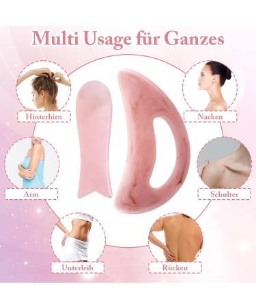 Zynery 2-Piece Rosa Gua Sha Massage Set | Lymphatic Drainage & Cellulite Relief | Large Gua Sha Board for Face Neck Legs & Back - Buy Online on GoSupps.com