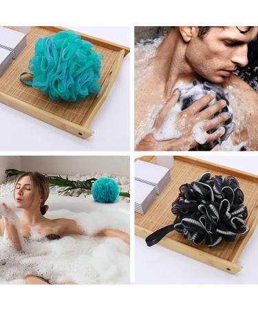 Exfoliating Bath Puffs Shower Loofah Sponge - Large Mesh Body Poufs for Men and Women - Soft and Gentle Skin Exfoliation - 3 Pack XL 75g - Black - Buy Online on GoSupps.com