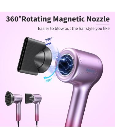 Ionic Hair Dryer with Diffuser for Curly Hair | 1500W Professional Negative Ions & Fast Drying | Gradient Pink Hair Dryer with Brushless Motor - Buy Online on GoSupps.com