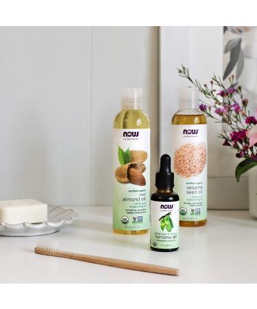 Now Foods Organic Sweet Almond Oil 8 fl oz - Cold-Pressed & Pure - Buy Online on GoSupps.com