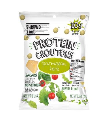 Shrewd Food Keto Protein Croutons - Low Carb, High Protein Snacks, Real Cheese, Gluten Free, Peanut Free, 10g Protein, 2g Carbs, Only 60 Calories - Parmesan Herb, 0.52 Oz (Pack of 10)