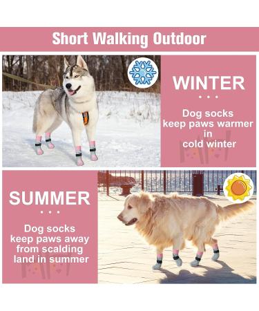 BEAUTYZOO Anti-Slip Dog Socks | Non Skid Paw Protector for Dogs | Traction Control for Hardwood Floors | Small to Large Sizes | Indoor Wear | S/M Strawberry Pink - Buy Online on GoSupps.com