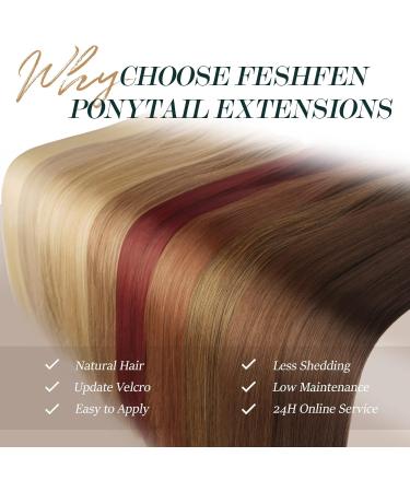 FESHFEN 28 Straight Wrap Around Ponytail Extension - Brown & Light Auburn - Clip in Synthetic Hairpiece for Women - Pack of 1 - Buy Online on GoSupps.com