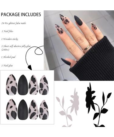 Short French Fake Nails - 24 PCS Lilac Daisy Design with Glue | Acrylic Full Cover Tips for Women and Girls - Buy Online on GoSupps.com