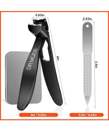 DRMODE Nail Clippers for Thick Nails with Catcher - Wide Opening Precision Clipper for Men and Women - Heavy Duty Angled Head Black - Buy Online on GoSupps.com