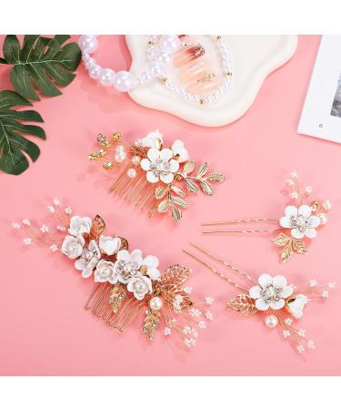 minkissy 1 Set Comb Set Wedding Hair Comb Rhinestones Wedding Side Comb Flower Hair Combs Bridesmaids Hair Jewelry Rhinestone Hair Pins Flower Hair Accessories Wedding Hair Pin White Alloy - Buy Online on GoSupps.com