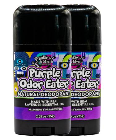 Frankie and Myrrh Purple Odor Eater Deodorant 2-Pack | Lavender Scent | Natural with Essential Oils | Aluminum-Free (2.56 oz ea) | Paraben & Phthalate Free Lavender 1 Count (Pack of 2)