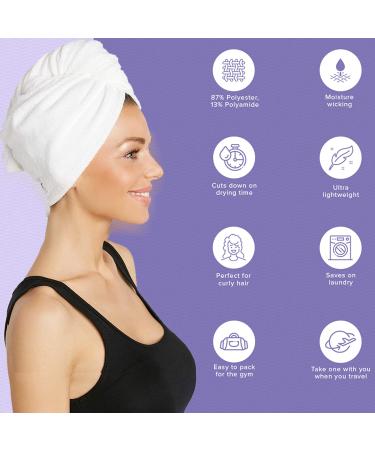Turbie Twist Microfiber Hair Towel Wrap 4 Pack | Quick Dry Hair Turbans for Curly, Long & Thick Hair - Pink, Blue, Grey & White - Buy Online on GoSupps.com