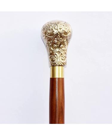 Medieval Replicas 37.4'' Brass Handle Walking Cane in Natural Wood - Elegant and Sturdy - Buy Online on GoSupps.com