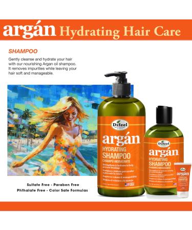 Difeel Argan Hydrating Shampoo 33.8 oz | Natural Sulfate-Free Argan Oil Shampoo for Healthy Hair - Buy Online on GoSupps.com