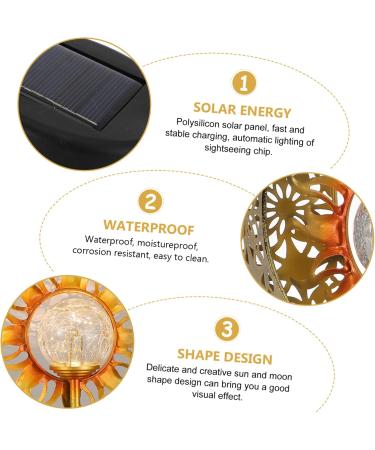 Solar Ground Plug Light Outdoor Garden Lights LED Yard Light Outdoor Decor Metal Sun Walkway Stakes Outdoor Landscape Light Moon Sun Lamp Patio Decor Moon Sun Garden Lawn Lamp LED (Golden) - Buy Online on GoSupps.com