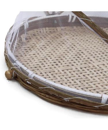 Hand Woven Wooden Serving Food Tent | Round Basket with Mesh Cover for Home Kitchen Storage - International Shipping - Buy Online on GoSupps.com