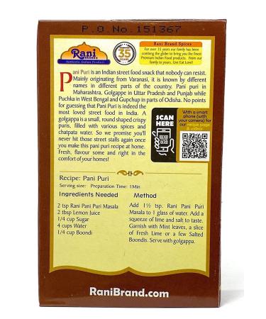 Rani Pani Puri Masala - 14-Spice Blend for Indian Spicy Water 3.5oz | All Natural, Vegan, Gluten-Friendly | Non-GMO | Indian Origin - Buy Online on GoSupps.com