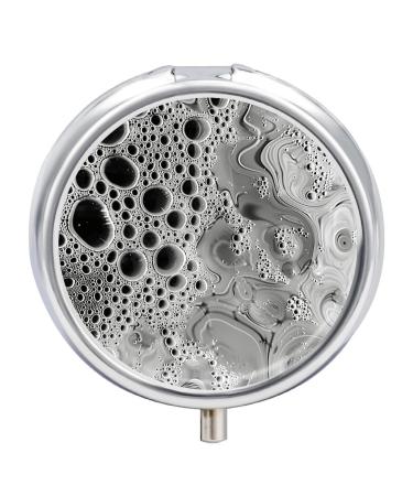 Pill Box Pill Case 3 Compartment Travel Pill Box Water Drops on Glass Printing Small Pill Box Portable Medicine Pill Case Pill Organizer for Purse & Pocket for Travel Handbag (Round)