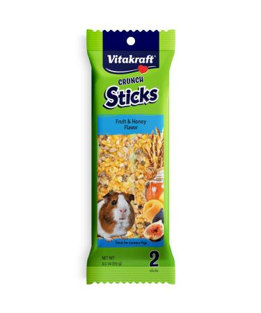Vitakraft Crunch Sticks Guinea Pig Treat - Chew Sticks - Supports Dental Health, Long-Lasting Fun Fruit & Honey