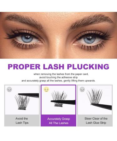 Self Adhesive Waterproof Eyelashes - No Glue Needed Reusable Thick Lash Clusters Kit (48 PCS) with Tweezers for Beginners - Buy Online on GoSupps.com