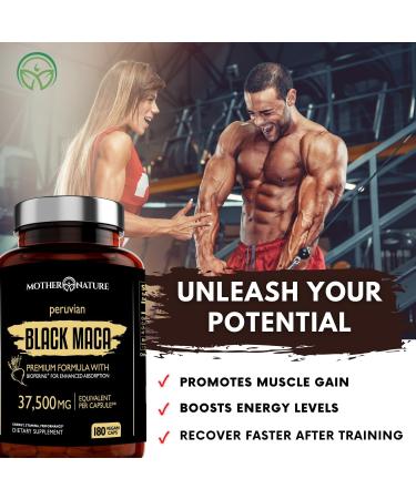 Mother Nature Organic Black Maca Root 30 000mg - 180 Capsules for Energy & Vitality - Buy Online on GoSupps.com