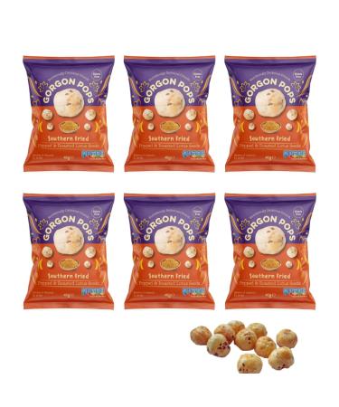 GORGON POPS - Southern Fried Flavoured Roasted Popped Lotus Seeds | 6 X 46g | 100% Gluten Free Vegan Healthy Snacks (Pack of 6)