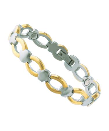 Sabona Ladies Casual Classic Magnetic Link Bracelet, Gold/Silver, Large/X-Large, 8.0 Large/X-Large Gold/Silver