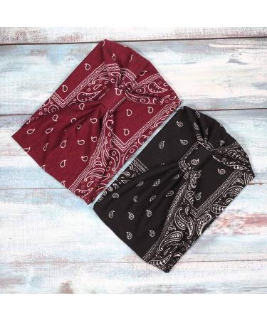 Yean Boho Wide Headbands Black - Pack of 4 | Stylish Elastic Turbans for Women and Girls - Buy Online on GoSupps.com