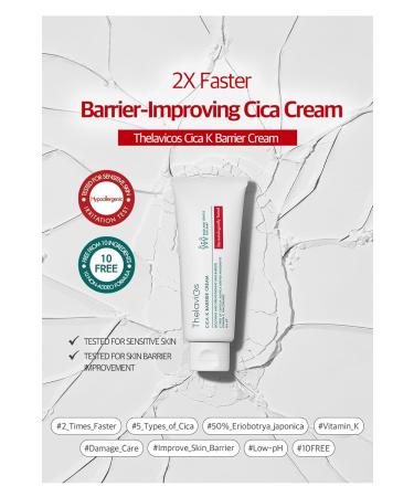 ThelaviCos Cica K Barrier Cream - Daily Repair Moisturizer - Reduce Redness - Calming & Soothing Cream for Irritated Skin Face Body Hand Low pH Locks in Moisture for Dry Cracked Skin - 3.4 fl oz - Buy Online on GoSupps.com