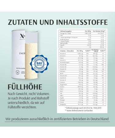 Xbyx Energie 500g - Vegan Superfood Protein Powder | 16 Portions | Essential Amino Acids & Vitamins | Shake or Smoothie | German Quality - Buy Online on GoSupps.com