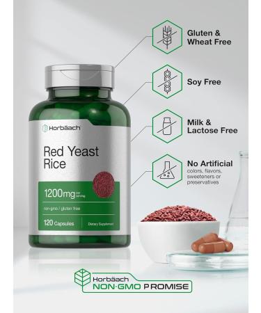 Horb ach Red Yeast Rice 1200 mg | 120 Capsules | Non-GMO Gluten Free Supplement - Buy Online on GoSupps.com