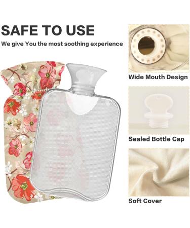 Flower Florals Hot Water Bottle with Cover - 2L Large for Pain Relief | Ideal for Bed Hands & Feet - International Shipping Available - Buy Online on GoSupps.com
