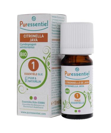 Puressentiel Organic Java Citronella Essential Oil - Fresh Lemony Fragrance for Diffusers - Soothe Sore Throat & Relieve Mosquito Bite Itching - 0.34 Oz - Buy Online on GoSupps.com