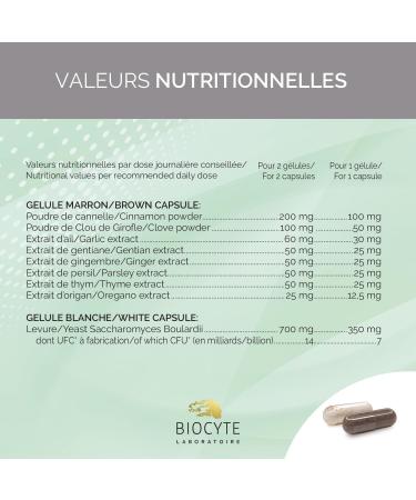 BIOCYTE Gastrofluryl Comfort Digestive Dietary Supplement with Saccharomyces Yeasts Cinnamon Ginger Cloves Garlic - 30 Capsules - 10 Days - Buy Online on GoSupps.com