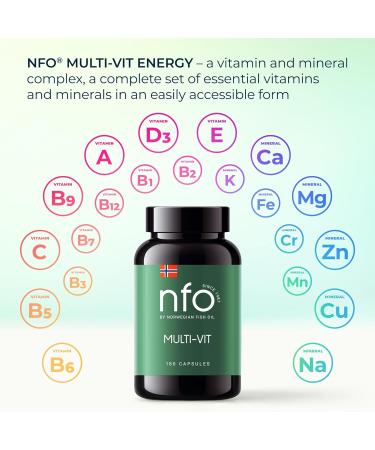 NFO Multi-VIT Energy 180 Capsules Norwegian Natural high-dose Complex Each Vitamin and Mineral in Our Multivitamin is calibrated for Maximum Synergy Made in Norway - Buy Online on GoSupps.com