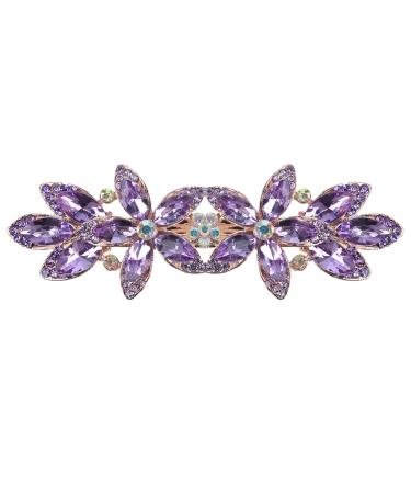 Vintage Sparkly Hair Barrettes  Decorative Hair Clips French Purple Rhinestone Barrettes  Crystal Flower Hair Pins Hair Accessories for Women Girls TypeAC