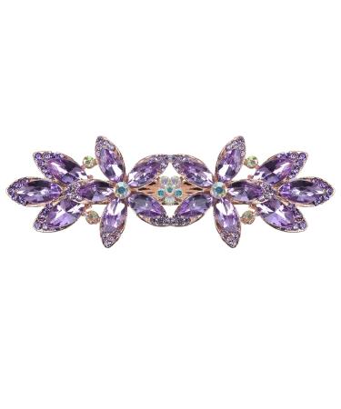 Vintage Sparkly Hair Barrettes  Decorative Hair Clips French Purple Rhinestone Barrettes  Crystal Flower Hair Pins Hair Accessories for Women Girls TypeAC