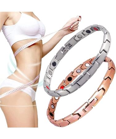 Magnetic Lymph Detox Bracelet, Magnetic Bracelets for Women, Lymph Detox Magnetic Bracelet, Promotes Blood Circulation (Silver+Bronze)