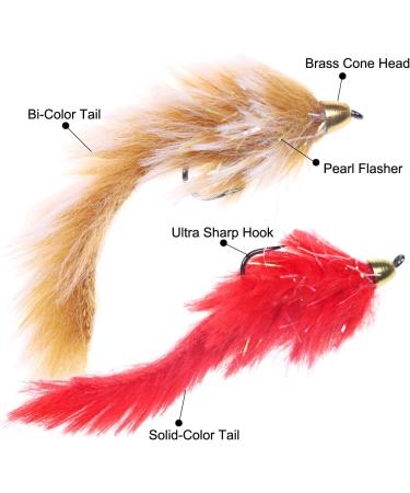 Wifreo 32pcs Conehead Zonker Streamers Fly Fishing Bunny Lures - Size 4 for Trout Bass Pike | Assorted Streamer Flies - Buy Online on GoSupps.com