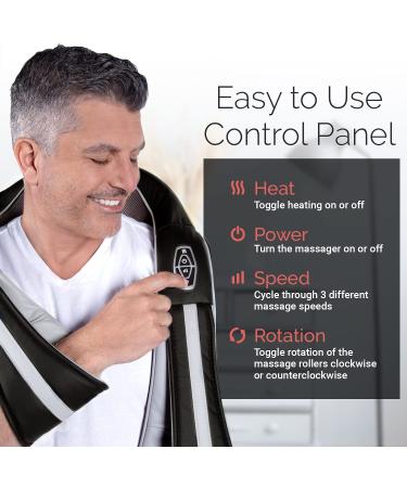 TruMedic InstaShiatsu+ IS-3000PRO Neck, Back, Shoulder Massager - Cordless & Rechargeable - 3 Massage Speeds - Shiatsu with Heat - Matte Black - Buy Online on GoSupps.com