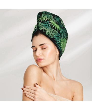 Transparent Palm Leaf Coral Velvet Hair Cap | Quick-Dry Towel Wrap for Travel & Home - Unisex Design - Buy Online on GoSupps.com